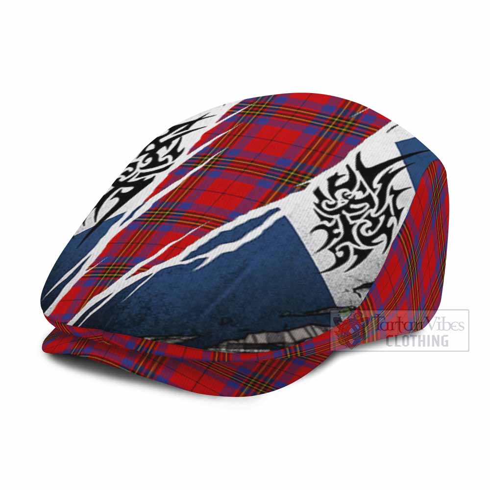 Leslie Tartan Flat Cap, Jeff Cap Scotland Flag Ripped Tribal Design