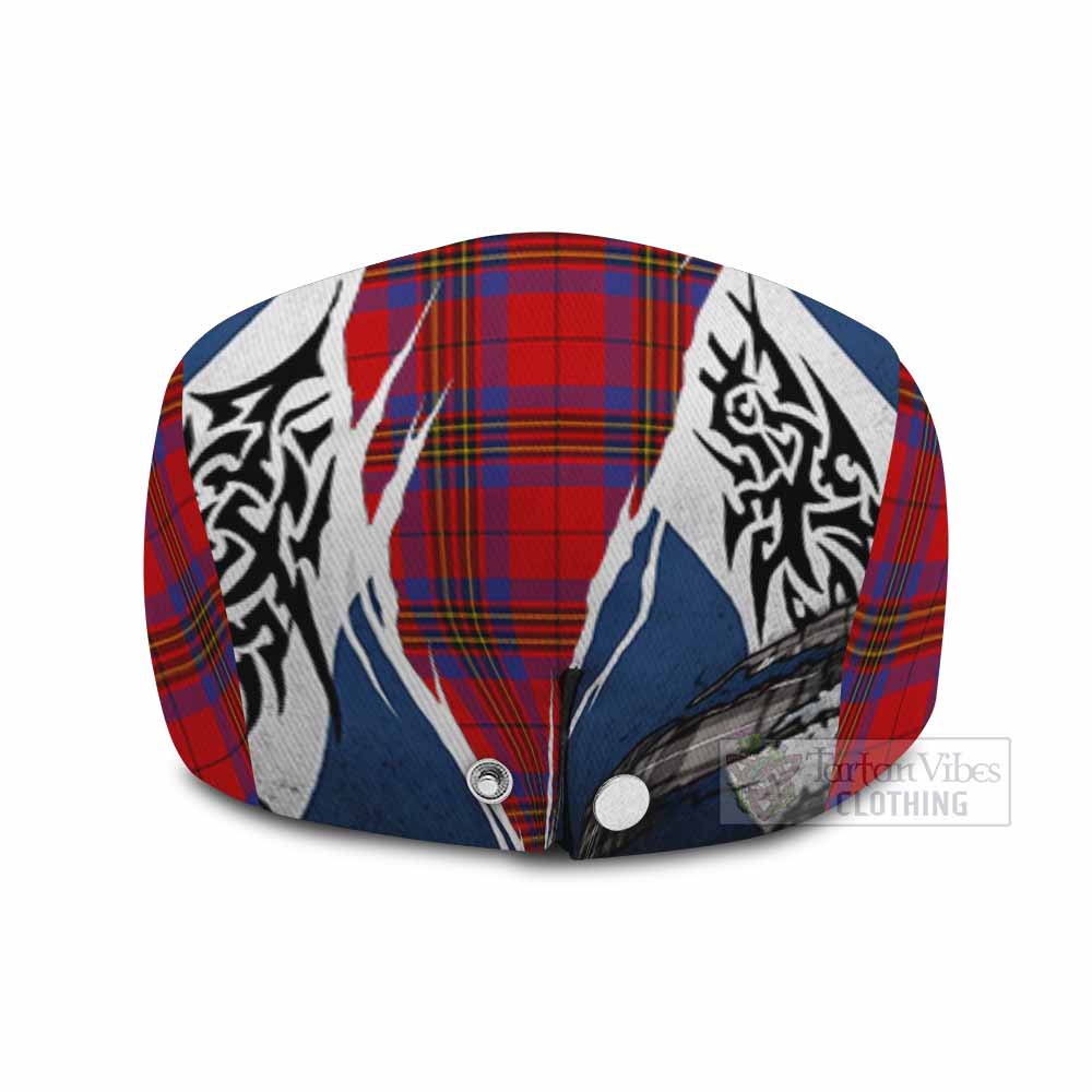 Leslie Tartan Flat Cap, Jeff Cap Scotland Flag Ripped Tribal Design