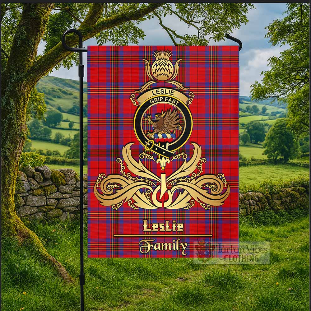 Leslie Tartan Garden Flag with Highland Thistle Cherish Family Crest Style - Tartan Vibes Clothing