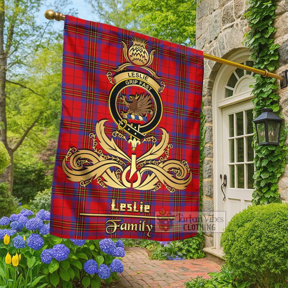 Leslie Tartan Garden Flag with Highland Thistle Cherish Family Crest Style - Tartan Vibes Clothing