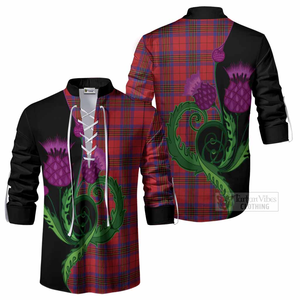 Leslie Tartan Ghillie Shirt Traditional Scottish Thistle