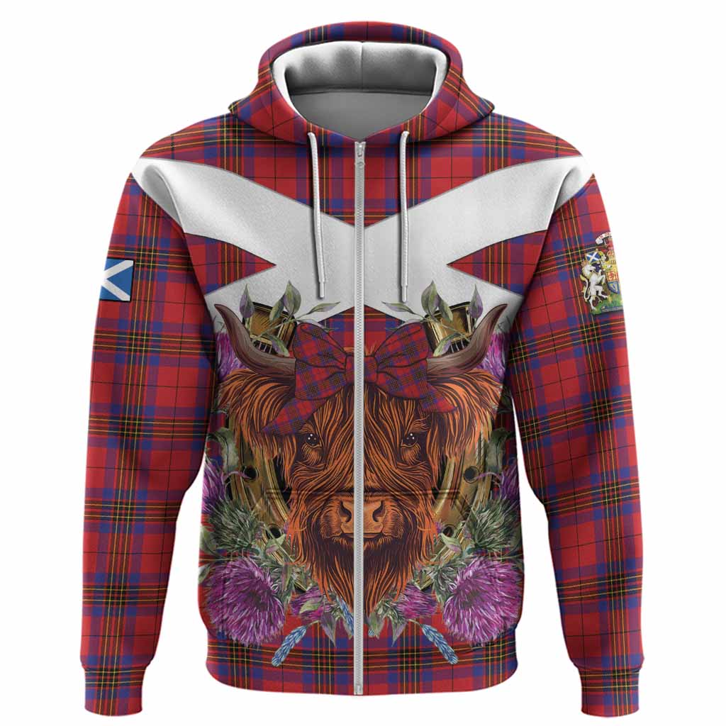 Leslie Tartan Hoodie Scottish Thistle Heilan Coo