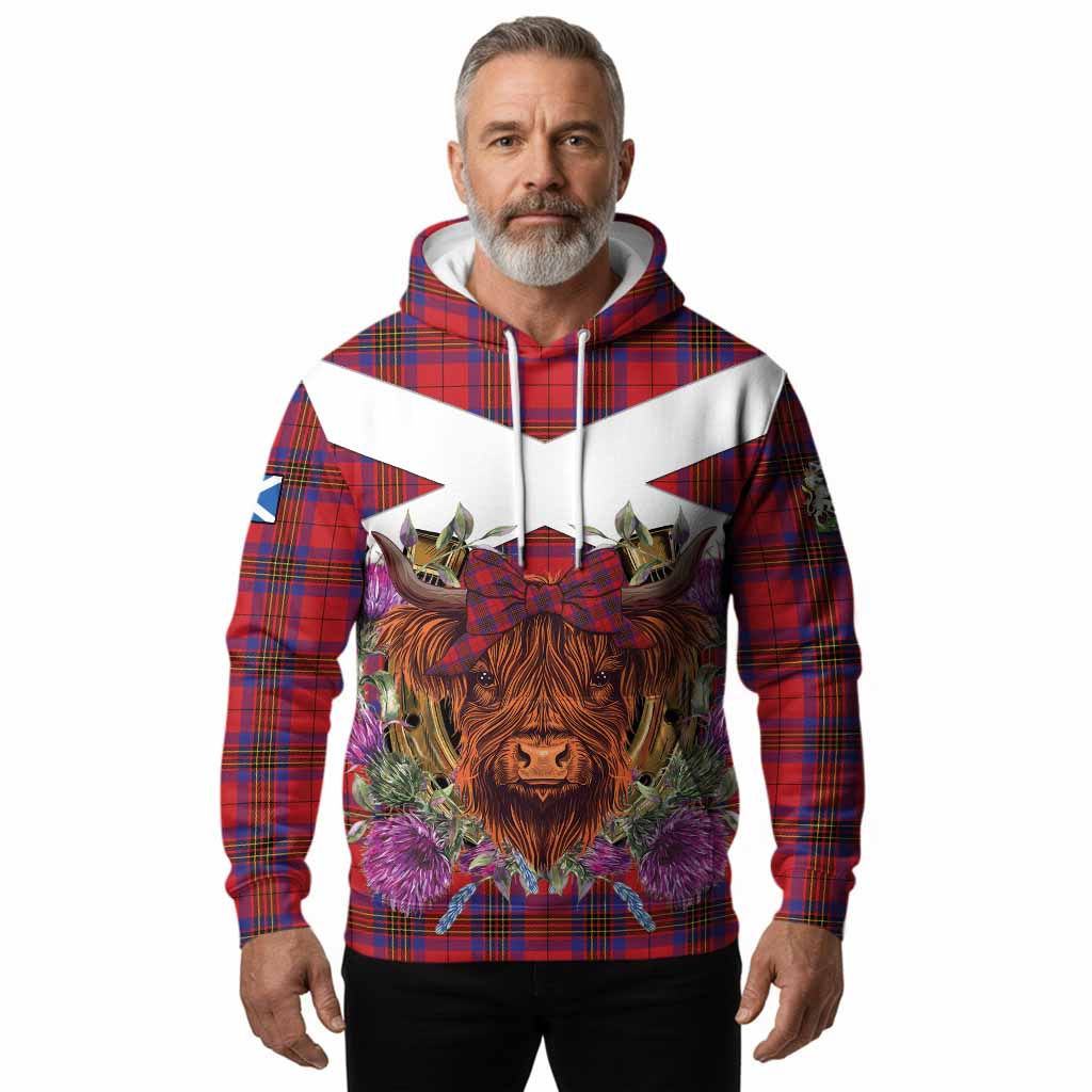 Leslie Tartan Hoodie Scottish Thistle Heilan Coo