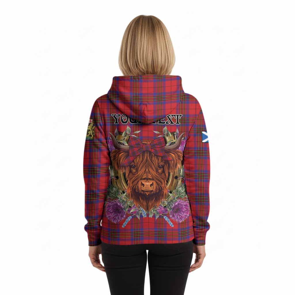 Leslie Tartan Hoodie Scottish Thistle Heilan Coo