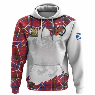 Leslie Tartan Hoodie with Family Crest and Lion Rampant Grunge Style