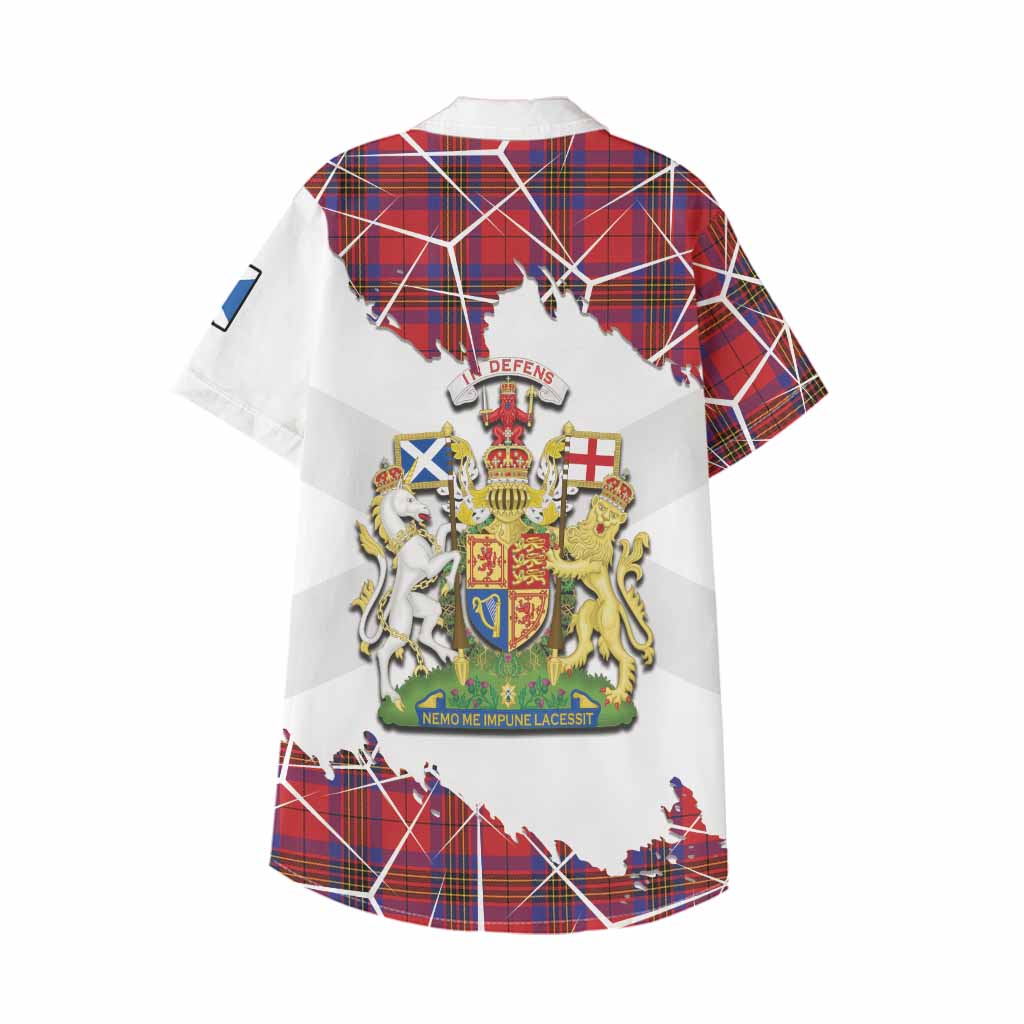 Leslie Tartan Kid Hawaiian Shirt with Family Crest and Lion Rampant Grunge Style