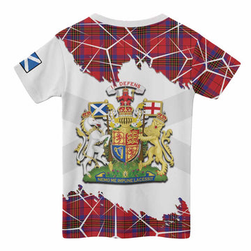 Leslie Tartan Kid T-shirt with Family Crest and Lion Rampant Grunge Style
