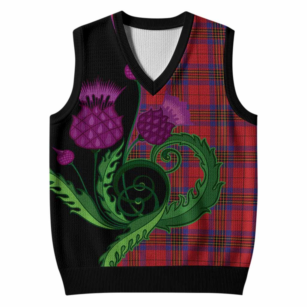 Leslie Tartan Knitted V-Neck Vest Traditional Scottish Thistle