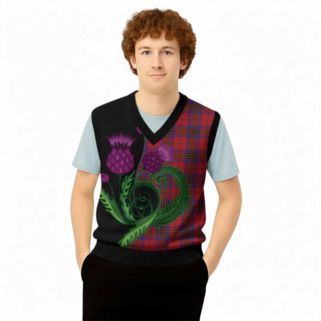 Leslie Tartan Knitted V-Neck Vest Traditional Scottish Thistle