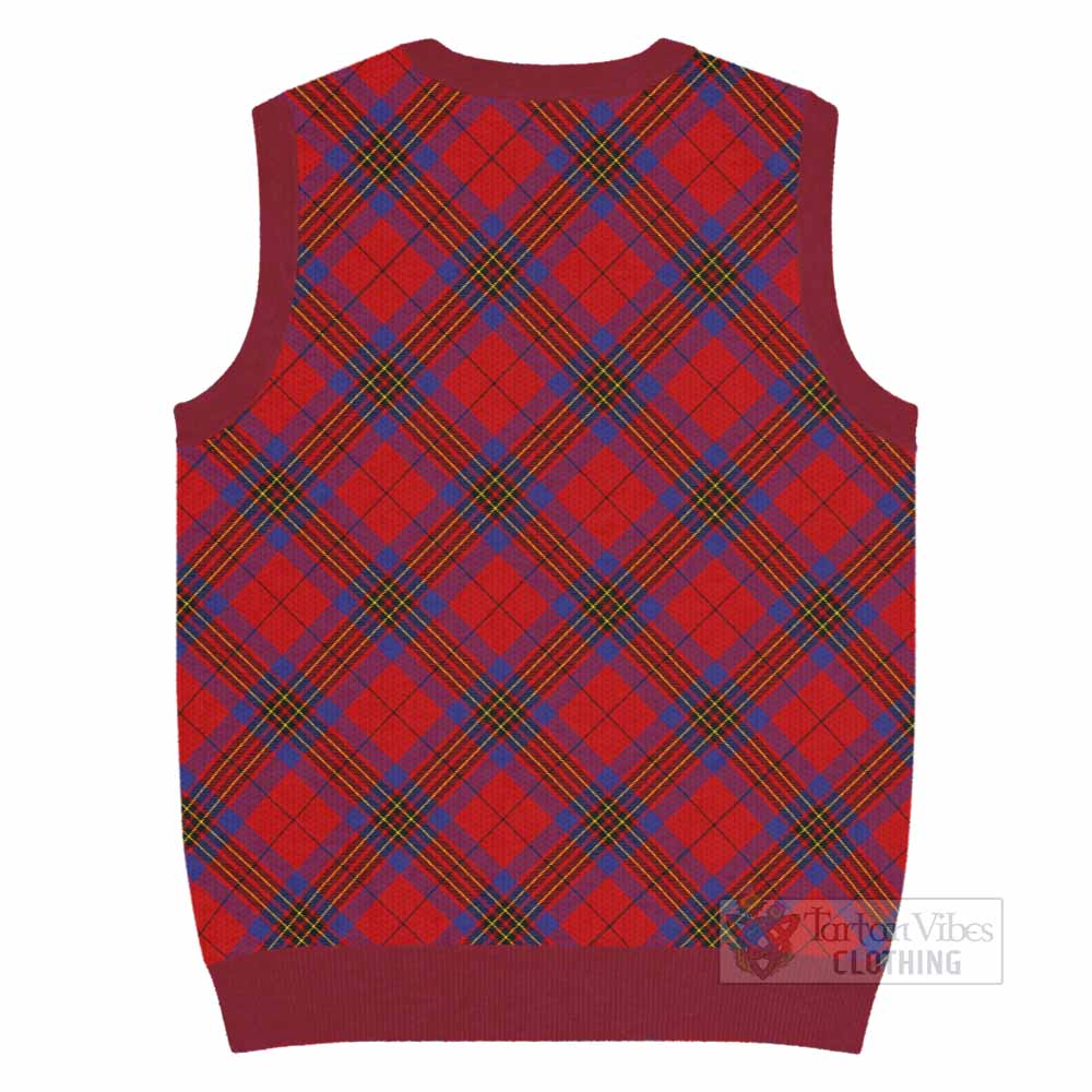 Leslie Tartan Knitted V-Neck Vest with Family Crest Cross Style