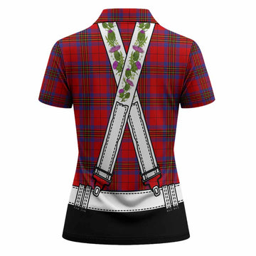 Leslie Tartan Lederhosen Costume Women Polo Shirt Scotland Thistle Floral
