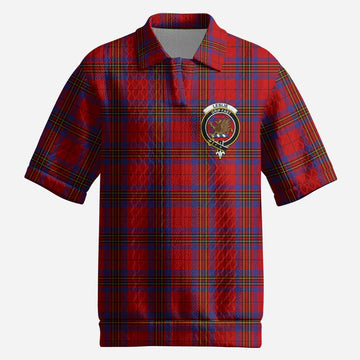Leslie Tartan Men’s Polo Sweater Top with Family Crest