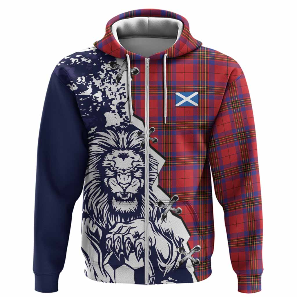 Leslie Tartan Scottish Hoodie Angry Lion With Soccer Ball Style