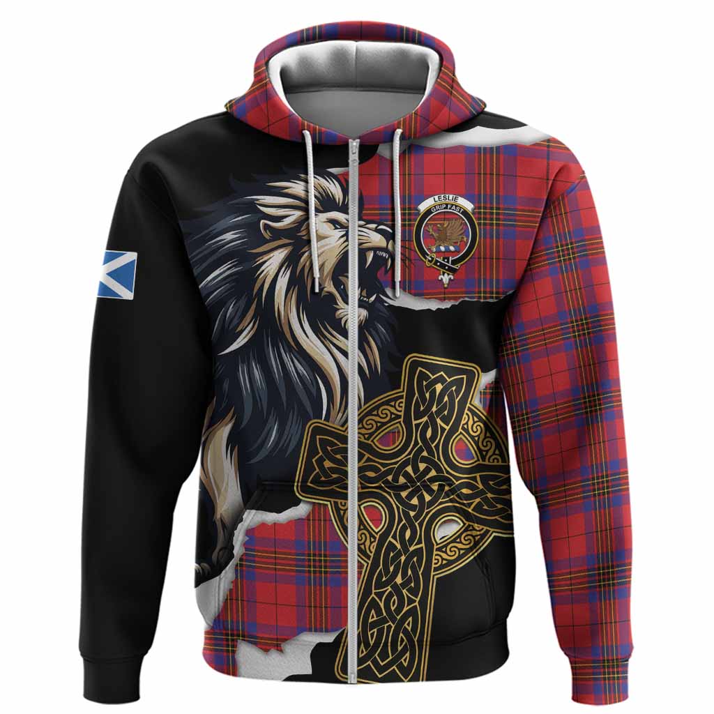Leslie Tartan Scottish Hoodie Lion Celtic Heritage
