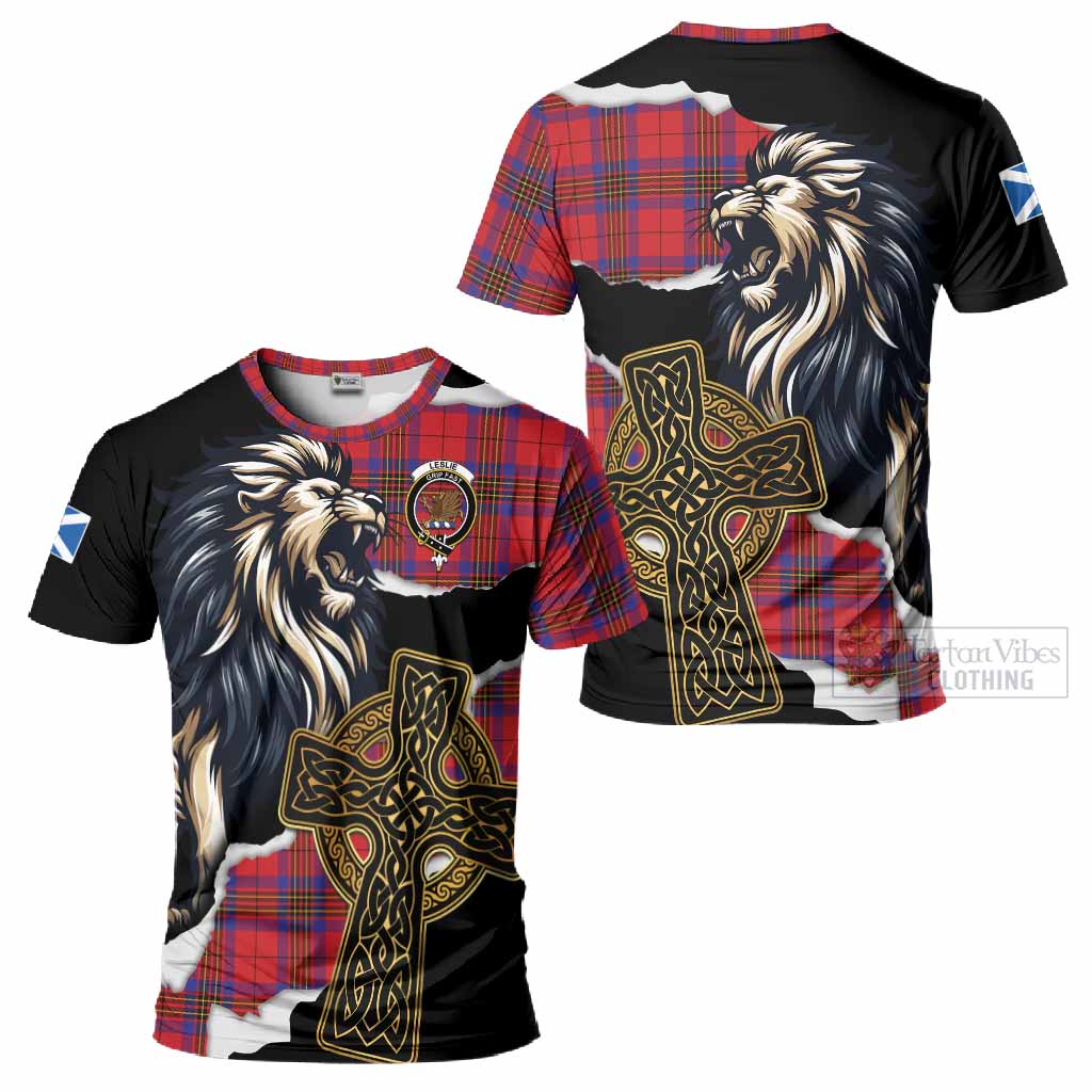 Leslie Tartan Scottish T-Shirt Lion Celtic Heritage
