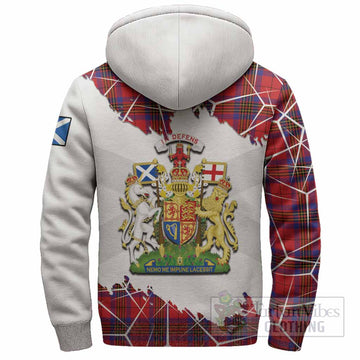 Leslie Tartan Sherpa Hoodie with Family Crest and Lion Rampant Grunge Style