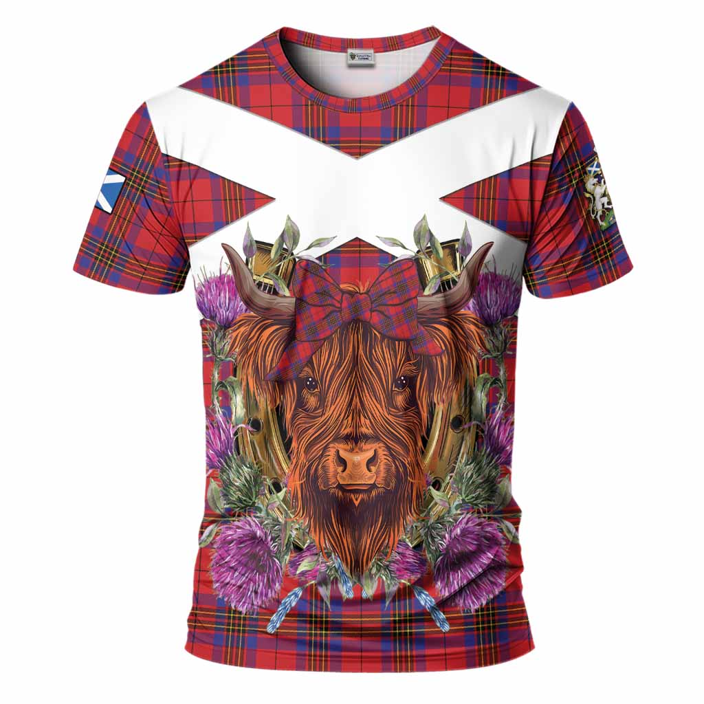 Leslie Tartan T-Shirt Scottish Thistle Heilan Coo