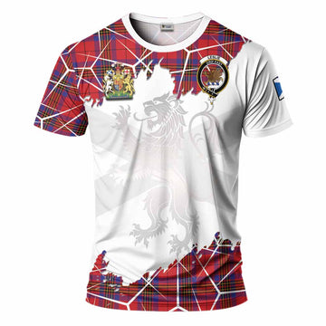 Leslie Tartan T-Shirt with Family Crest and Lion Rampant Grunge Style