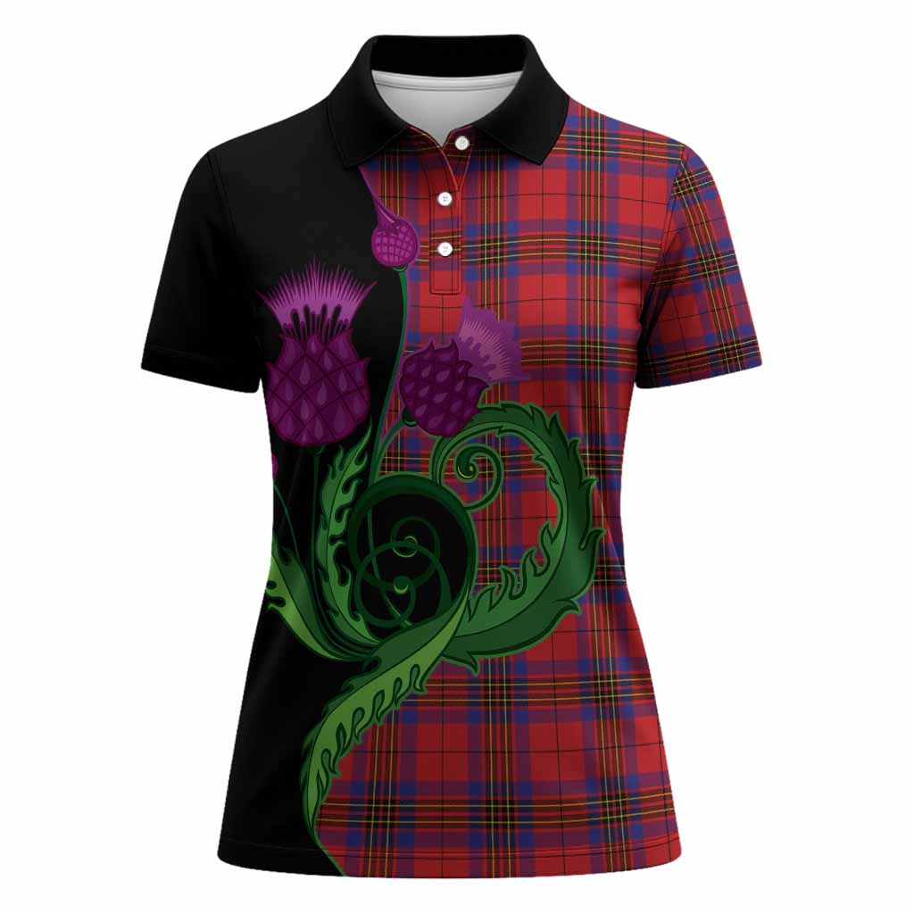 Leslie Tartan Women Polo Shirt Traditional Scottish Thistle