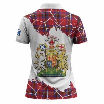Leslie Tartan Women Polo Shirt with Family Crest and Lion Rampant Grunge Style