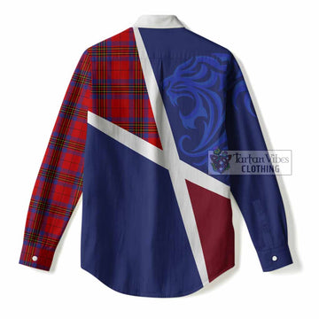 Leslie The Scottish Football Crest Women Casual Shirt Lion-Tartan Army