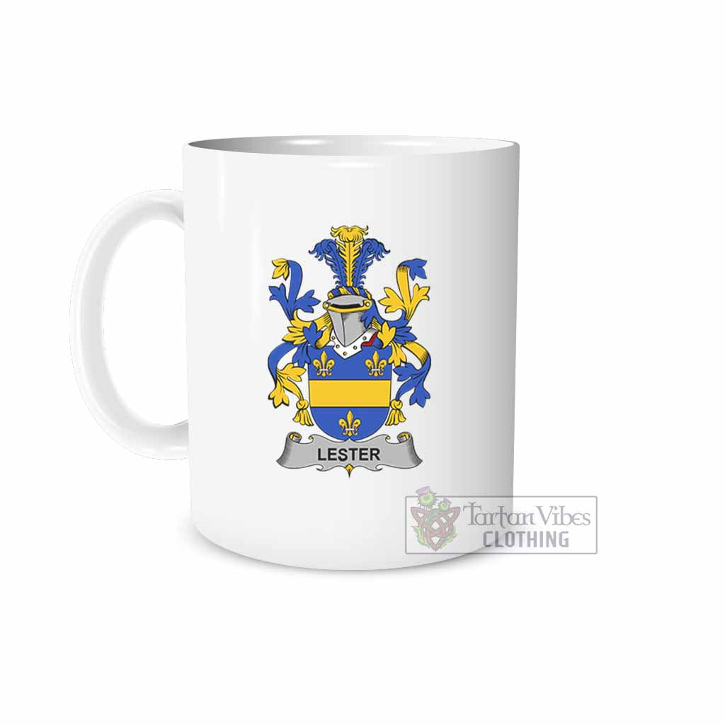 Lester Irish Clan Coat of Arms Ceramic Mug White - 2D-tartanvibesclothing