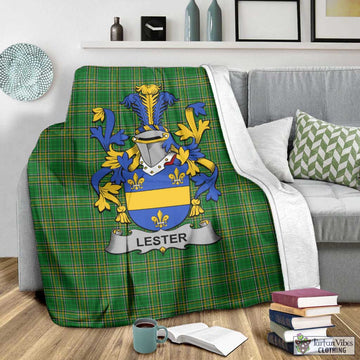 Tartan Vibes Clothing Lester Irish Clan Tartan Blanket with Coat of Arms