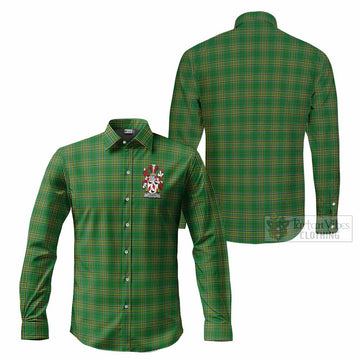 Levett Irish Clan Tartan Long Sleeve Button Up with Coat of Arms - Tartan Vibes Clothing