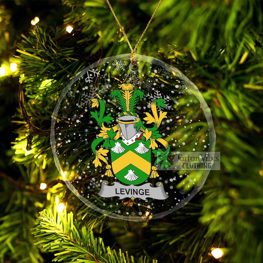 Levinge Irish Clan Christmas Glass Ornament with Coat of Arms Transparent Glass Circle - 2D-tartanvibesclothing