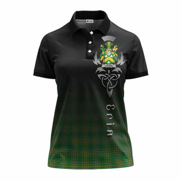 Tartan Vibes Clothing Levinge Irish Clan Women's Polo Shirt with Coat of Arms Erin Go Bragh Celtic Inspired