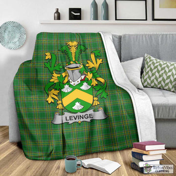 Tartan Vibes Clothing Levinge Irish Clan Tartan Blanket with Coat of Arms