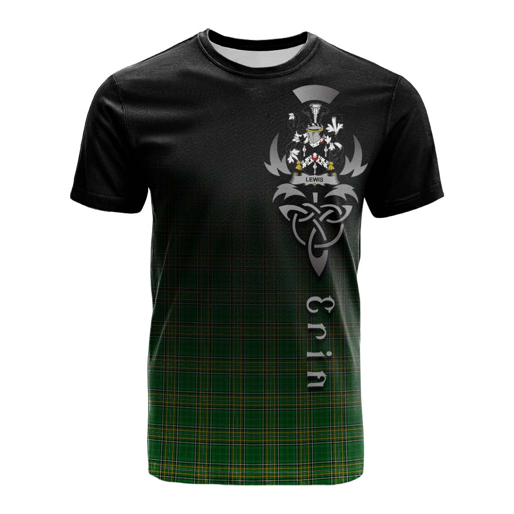 Tartan Vibes Clothing Lewis Irish Clan Cotton T-shirt with Coat of Arms Erin Go Bragh Celtic Inspired