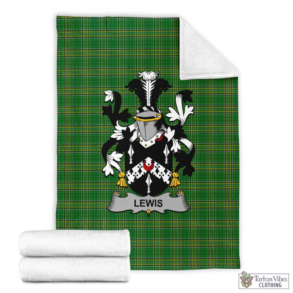 Tartan Vibes Clothing Lewis Irish Clan Tartan Blanket with Coat of Arms