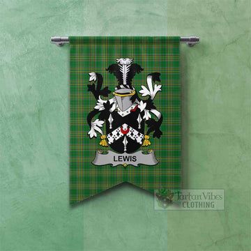 Lewis Irish Clan Tartan Gonfalon, Tartan Banner with Coat of Arms
