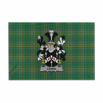 Lewis Irish Clan Tartan House Flag with Coat of Arms