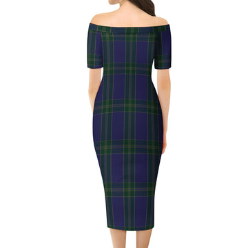 Lewis of Wales Tartan Off Shoulder Lady Dress