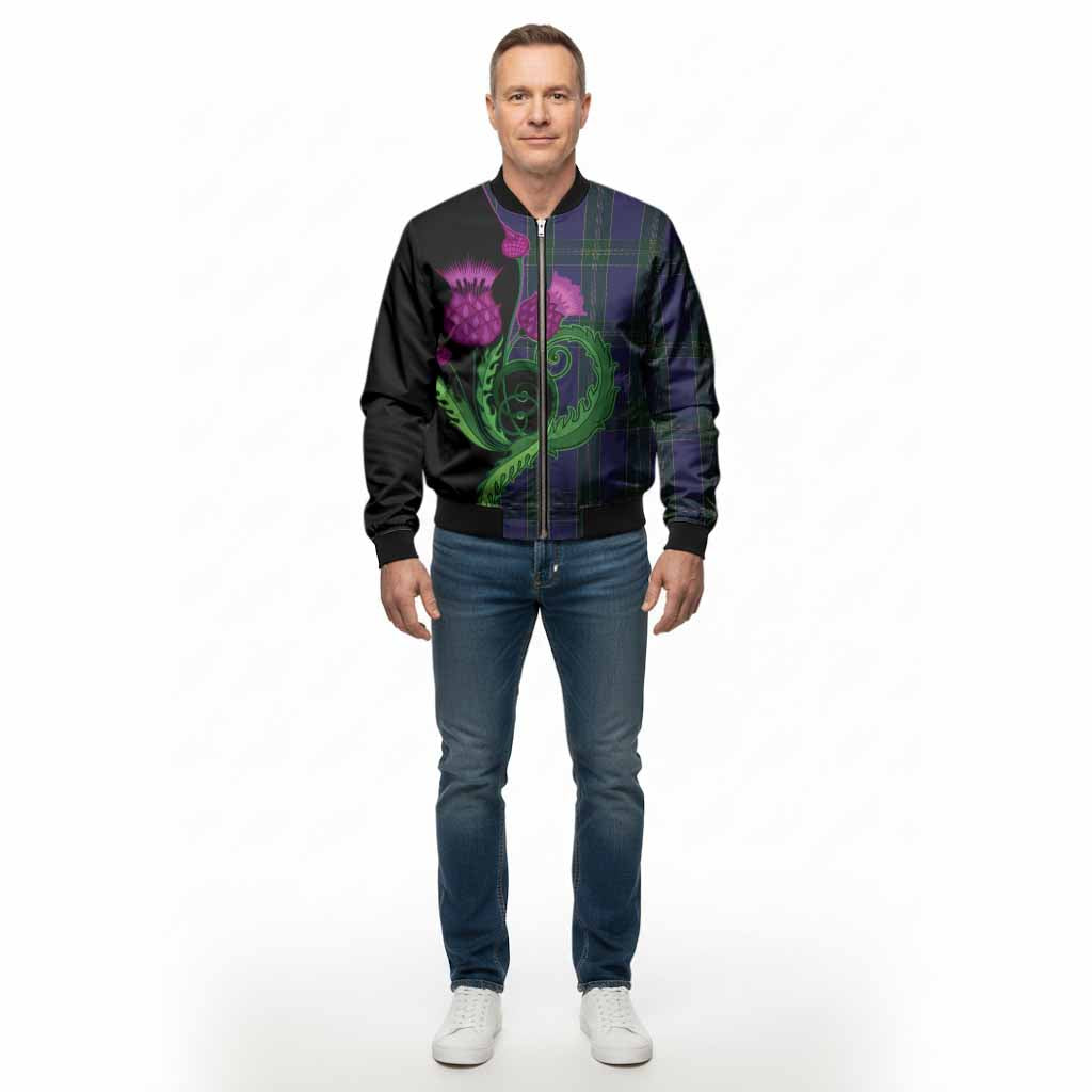 Lewis of Wales Tartan Bomber Jacket Traditional Scottish Thistle