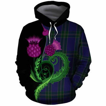 Lewis of Wales Tartan Cotton Hoodie Traditional Scottish Thistle