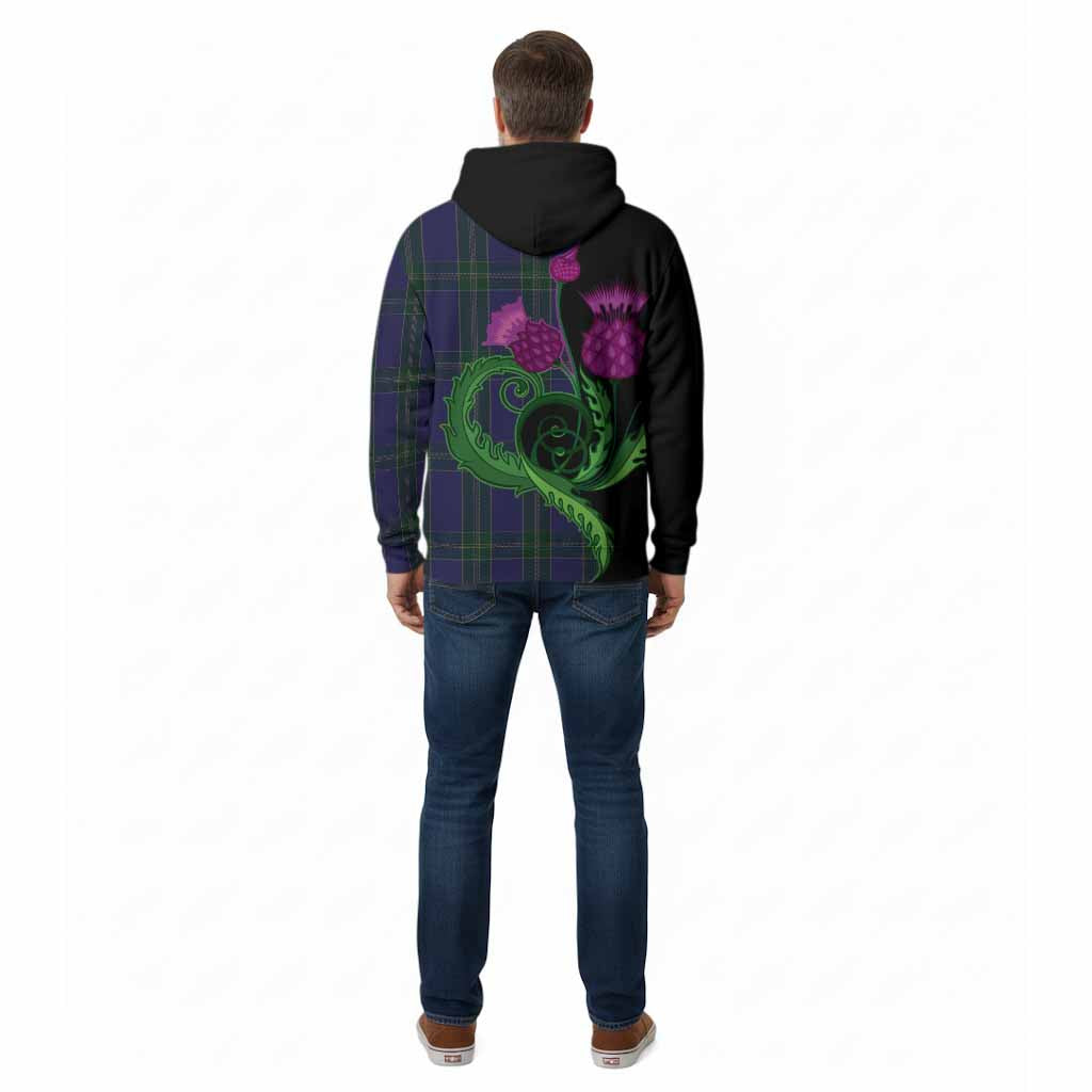Lewis of Wales Tartan Cotton Hoodie Traditional Scottish Thistle
