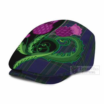 Lewis of Wales Tartan Flat Cap, Jeff Cap Traditional Scottish Thistle