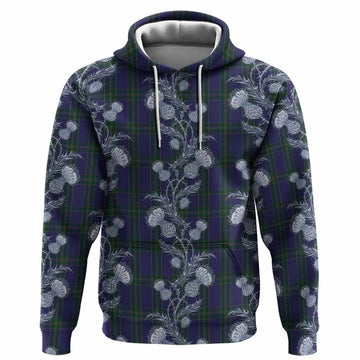 Lewis of Wales Tartan Hoodie Seamless Scottish Thistle Flowers