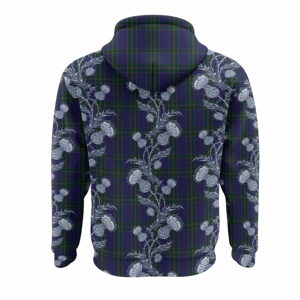 Lewis of Wales Tartan Hoodie Seamless Scottish Thistle Flowers