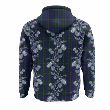 Lewis of Wales Tartan Hoodie Seamless Scottish Thistle Flowers