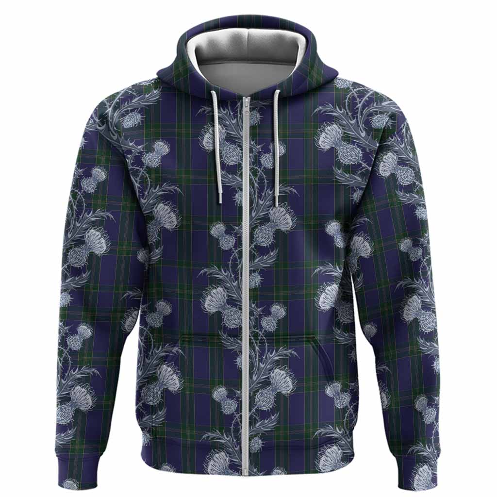 Lewis of Wales Tartan Hoodie Seamless Scottish Thistle Flowers