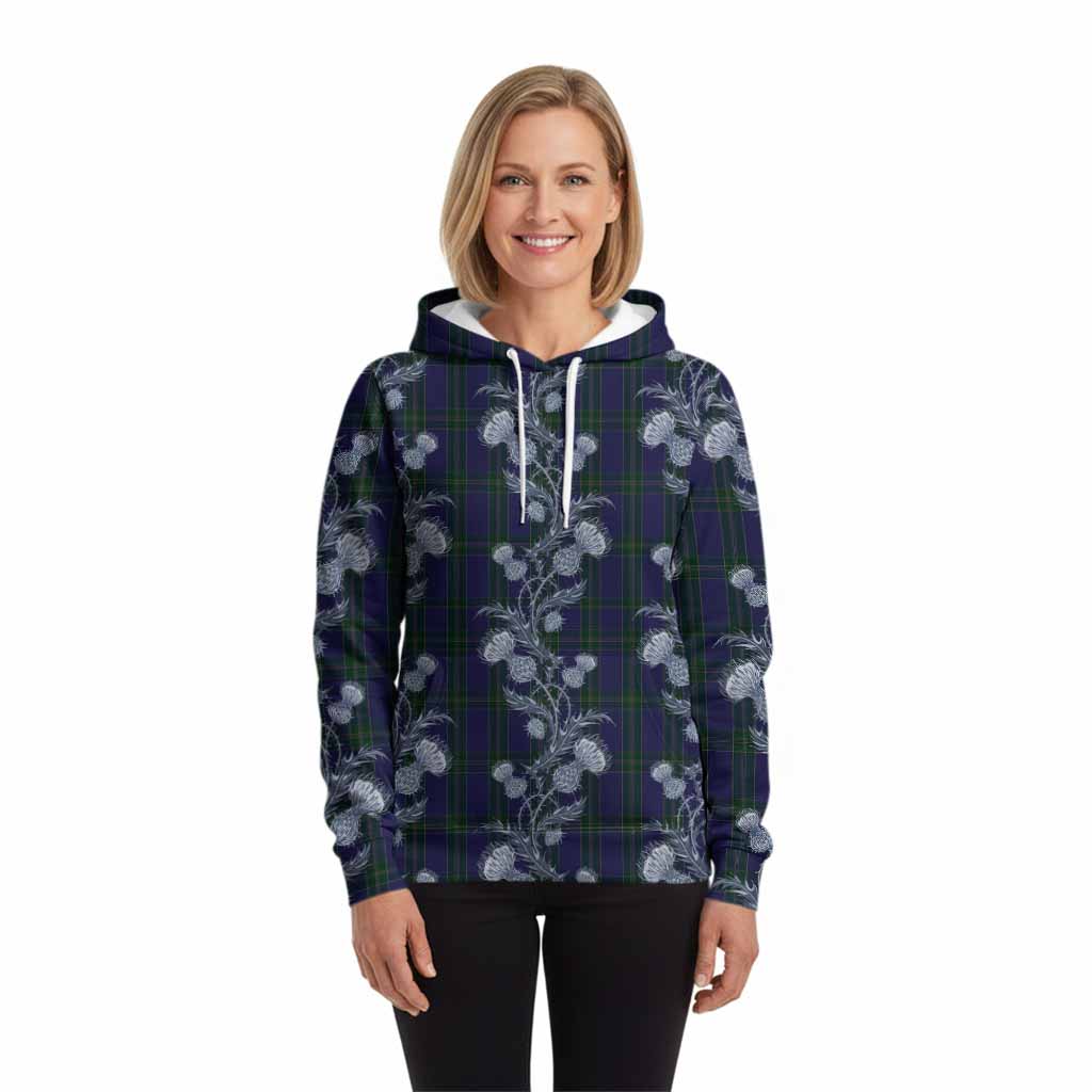 Lewis of Wales Tartan Hoodie Seamless Scottish Thistle Flowers