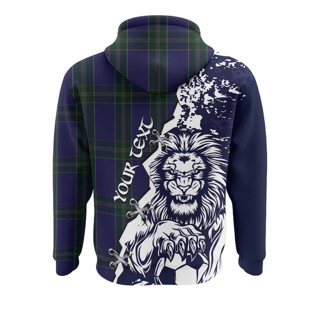 Lewis of Wales Tartan Scottish Hoodie Angry Lion With Soccer Ball Style