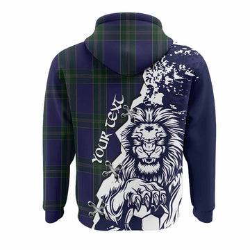 Lewis of Wales Tartan Scottish Hoodie Angry Lion With Soccer Ball Style