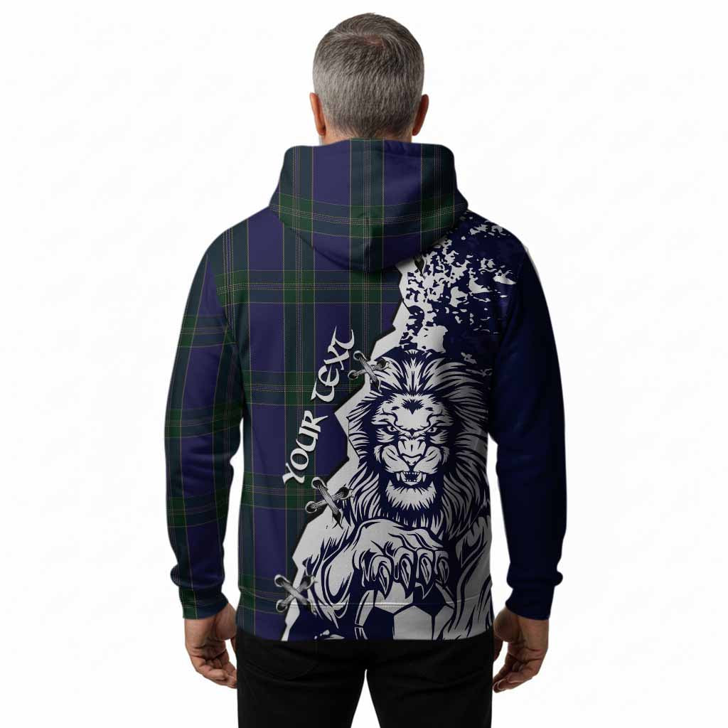 Lewis of Wales Tartan Scottish Hoodie Angry Lion With Soccer Ball Style