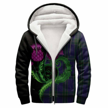 Lewis of Wales Tartan Sherpa Hoodie Traditional Scottish Thistle