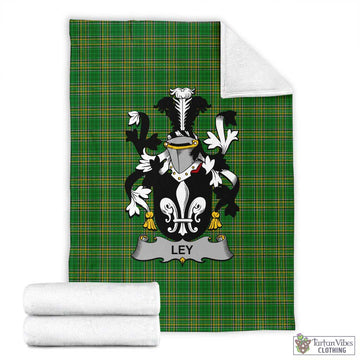 Tartan Vibes Clothing Ley Irish Clan Tartan Blanket with Coat of Arms